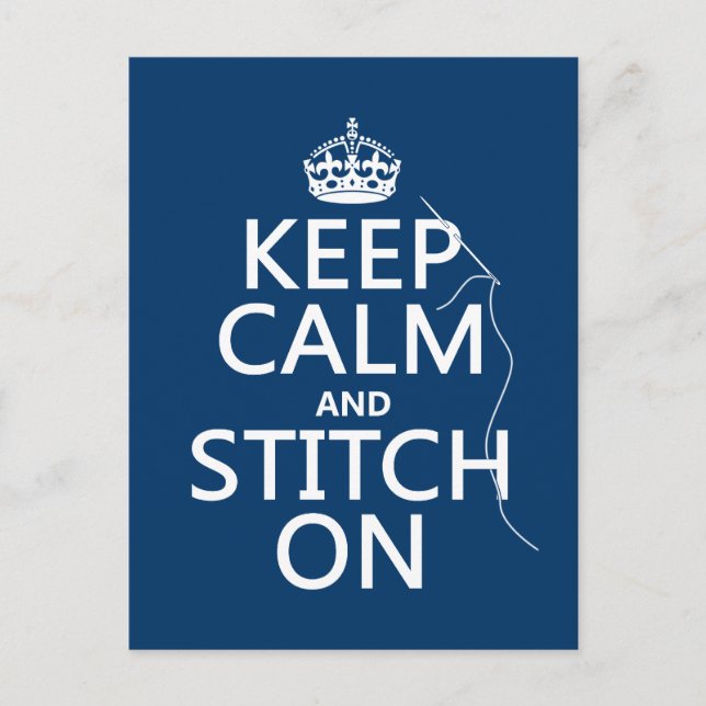 Keep Calm and Stitch On (all colours) Postcard (Front)
