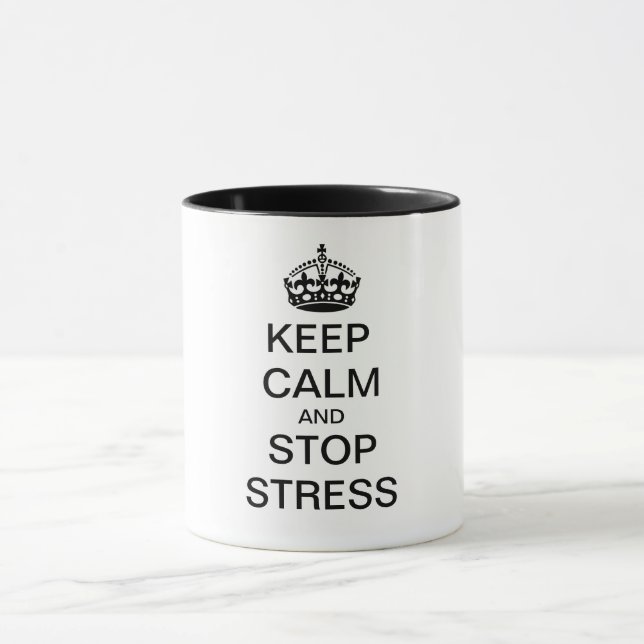 Keep Calm and STOP STRESS - personalized text Mug (Center)