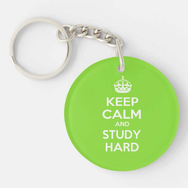 Keep Calm and Study Hard Keychain (Front)
