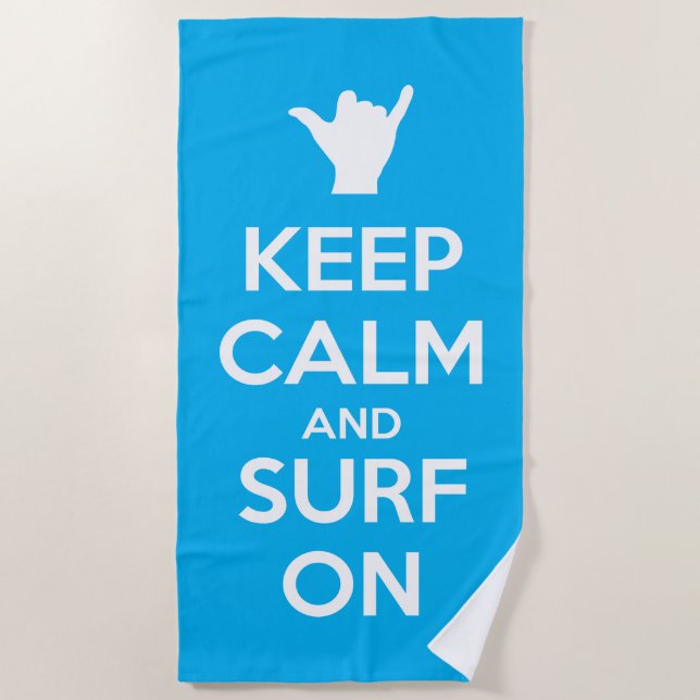 Keep Calm and Surf On Beach Towel (Front)