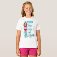 Keep calm and surf on brunette girl T-Shirt