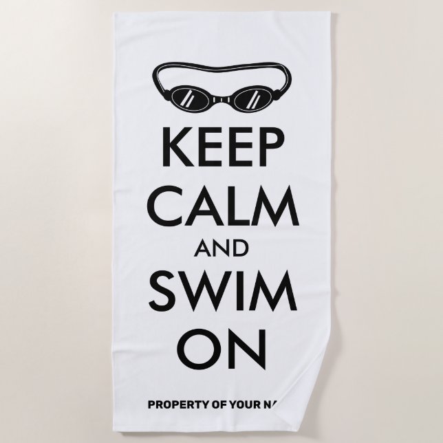 Keep calm and swim beach towel gift for swimmer (Front)