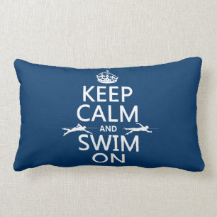 Keep Calm and Swim On (in any colour) Lumbar Pillow