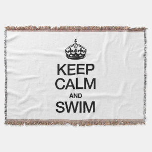 KEEP CALM AND SWIM THROW BLANKET