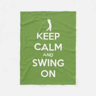 Keep Calm and Swing On Green Golf Fleece Blanket