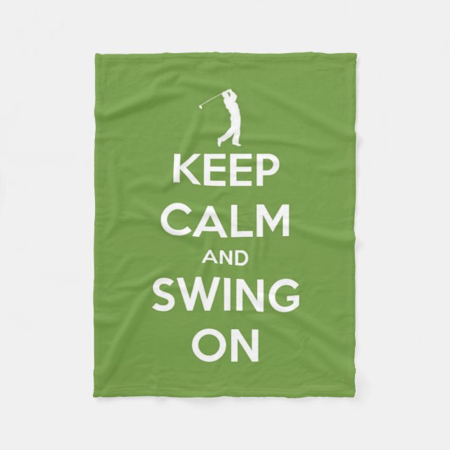 Keep Calm and Swing On Green Golf Fleece Blanket (Front)