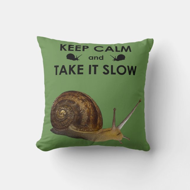 Keep Calm and Take it Slow Pillow (Green) (Front)