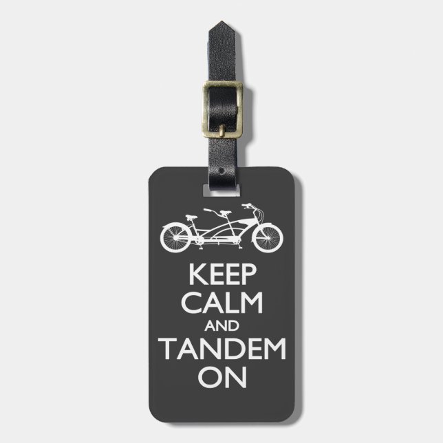 Keep Calm and Tandem On Luggage Tag (Front Vertical)
