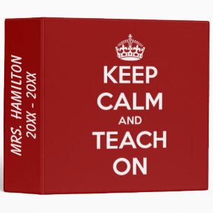 Keep Calm and Teach On Nautical Red Personalized Binder