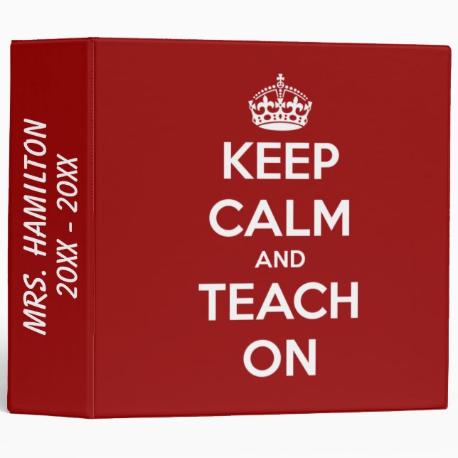 Keep Calm and Teach On Nautical Red Personalized Binder (Front/Spine)