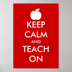 Keep calm and teach on poster with apple icon