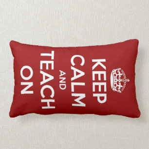 Keep Calm and Teach On Red Lumbar Pillow