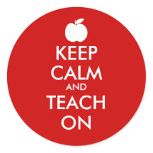Keep calm and teach on stickers with apple icon