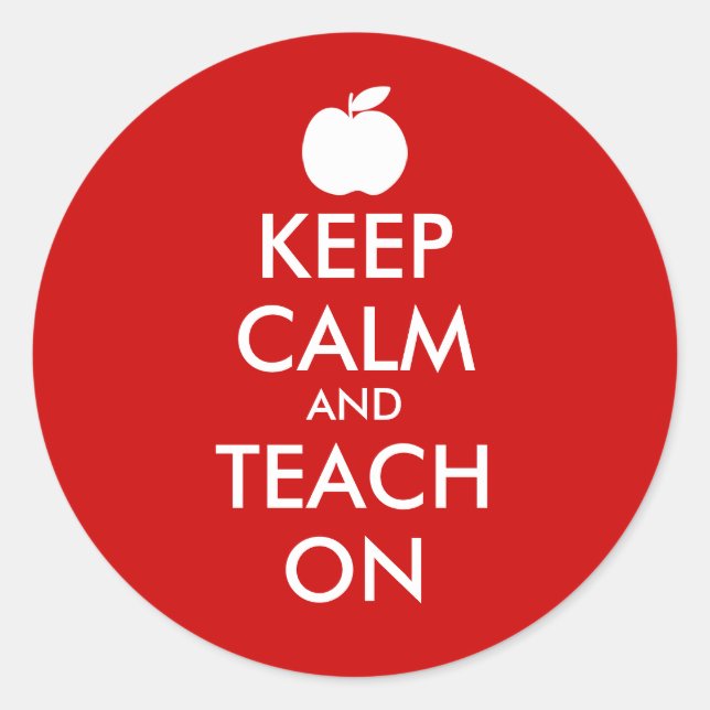 Keep calm and teach on stickers with apple icon (Front)