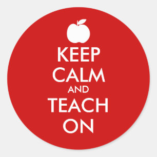 Keep calm and teach on stickers with apple icon