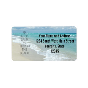 Keep Calm and Think of the Beach Label