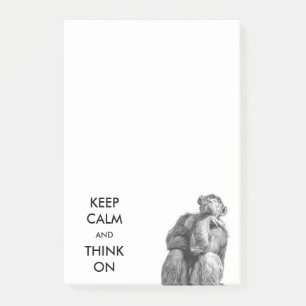 Keep Calm and Think On Funny Chimp Post-it Notes