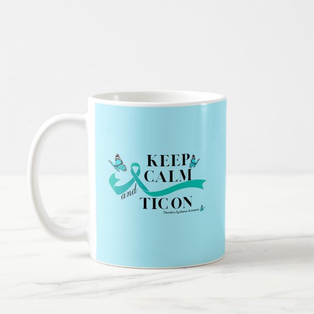 Keep Calm and Tic on Tourette's syndrome mug (Left)