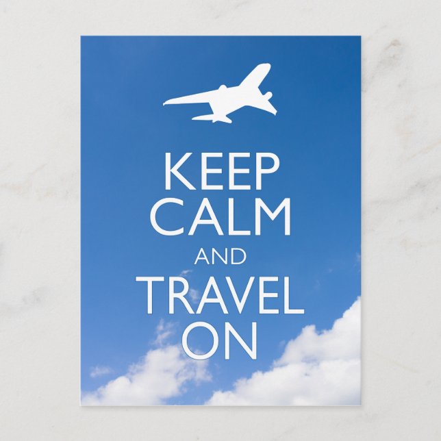 KEEP CALM AND TRAVEL ON POSTCARD (Front)