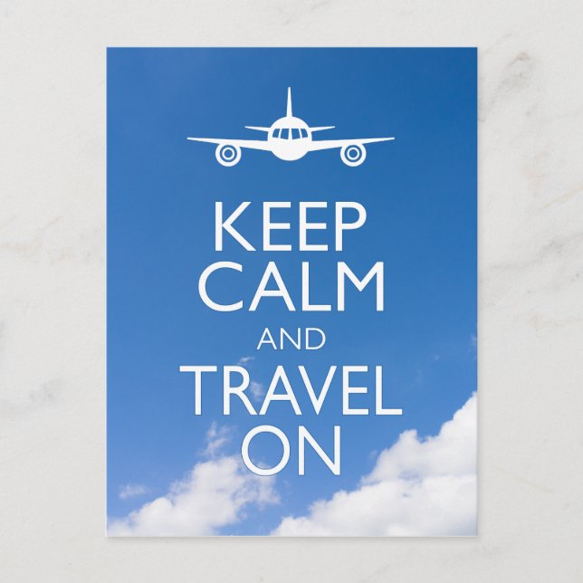 KEEP CALM AND TRAVEL ON POSTCARD (Front)