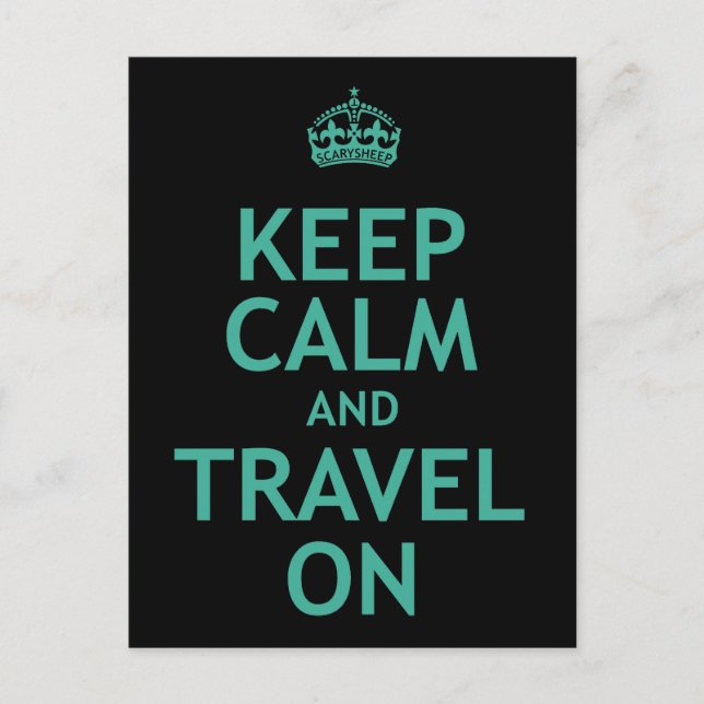 Keep Calm and Travel On Postcard (Front)