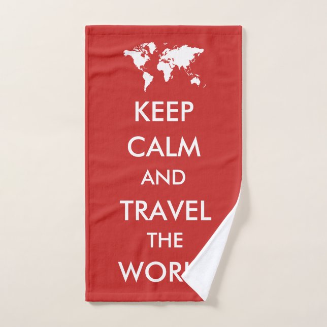 Keep calm and travel the world bath towel set (Hand Towel)