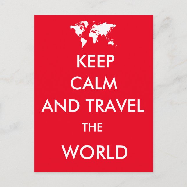 Keep calm and travel the world postcard (Front)