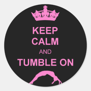 Keep calm and tumble gymnast classic round sticker