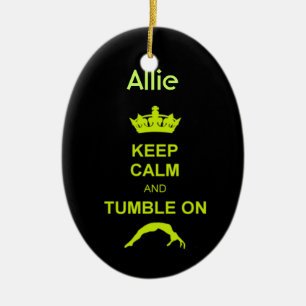 Keep Calm and Tumble gymnast green ornament