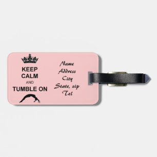 Keep calm and tumble gymnast luggage tag