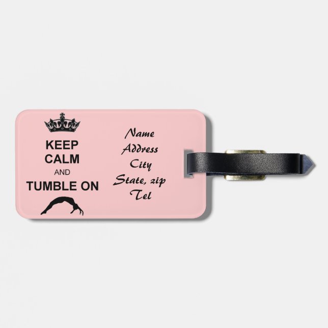 Keep calm and tumble gymnast luggage tag (Back Horizontal)