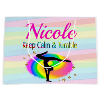 KEEP CALM AND TUMBLE GYMNASTICS DESIGN LARGE GIFT BAG