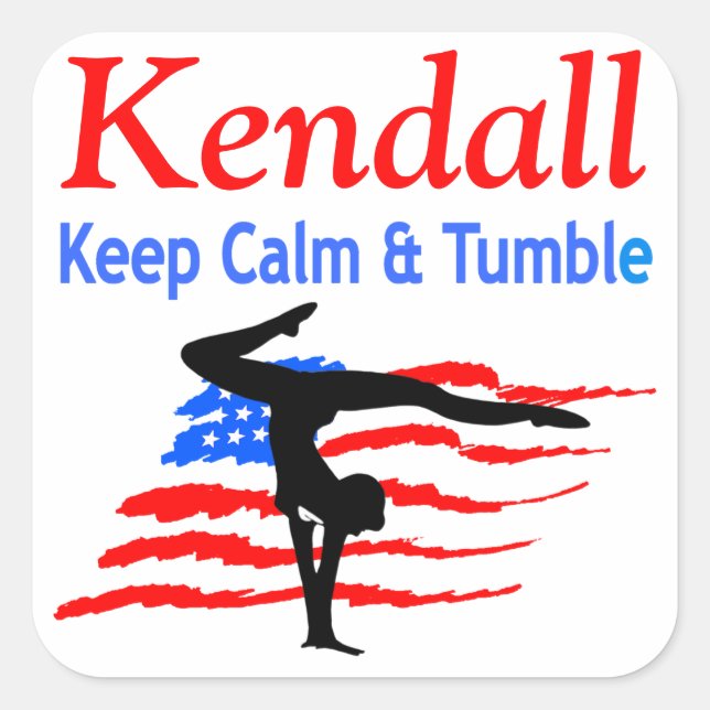 KEEP CALM AND TUMBLE PERSONALIZED GYMNAST STICKER (Front)