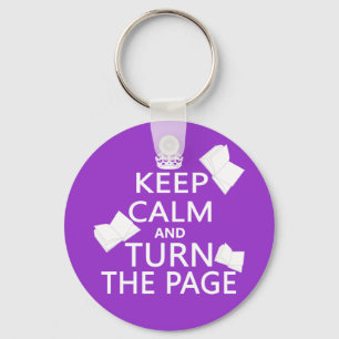 Keep Calm and Turn The Page Keychain