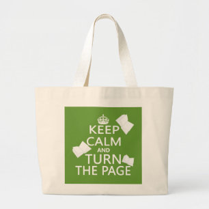 Keep Calm and Turn The Page Large Tote Bag