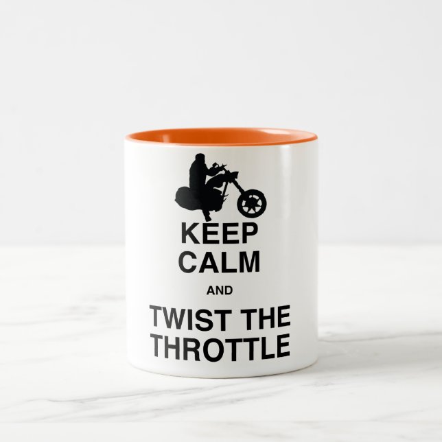 Keep Calm and Twist the Throttle - Chopper/Harley Two-Tone Coffee Mug (Center)