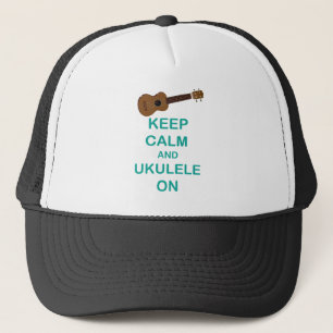 Keep Calm and Ukulele On unique Hawaii fun print Trucker Hat