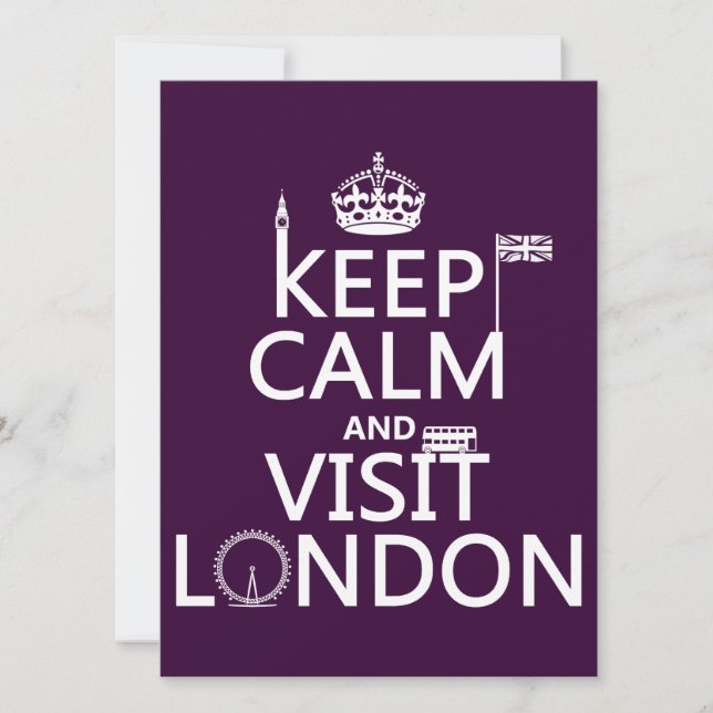 Keep Calm and Visit London Invitation (Front)