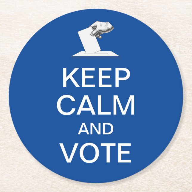 Keep Calm and Vote 2026 Round Paper Coaster (Front)