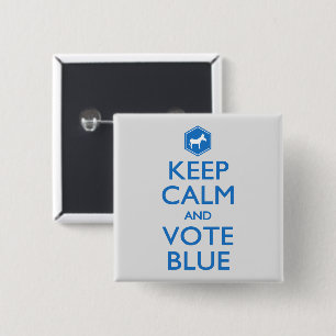 Keep Calm and Vote Blue 2 Inch Square Button