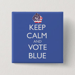 Keep Calm and Vote Blue 2 Inch Square Button
