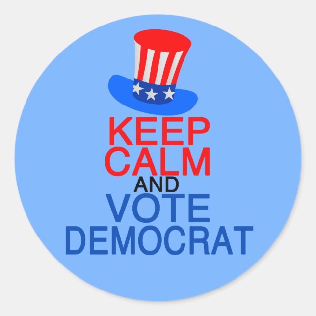 Keep Calm and Vote Democrat Classic Round Sticker (Front)