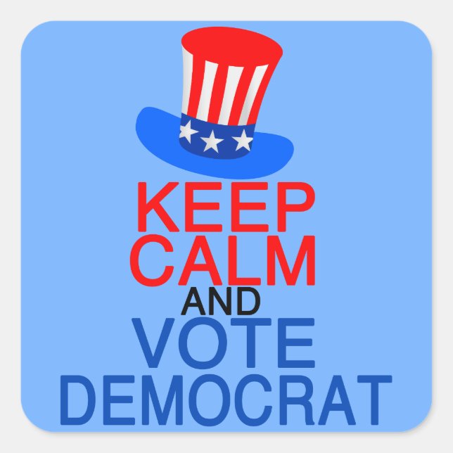 Keep Calm and Vote Democrat Square Sticker (Front)