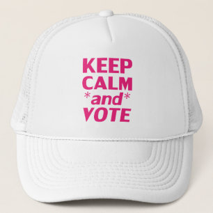 Keep calm and vote hot pink modern typography trucker hat