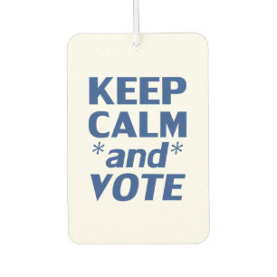 Keep calm and vote modern typography blue white air freshener