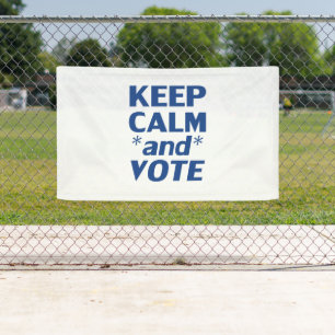 keep calm and vote modern typography blue white banner