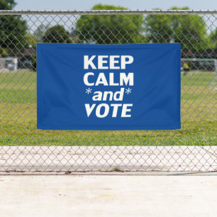 Keep calm and vote modern typography white blue banner