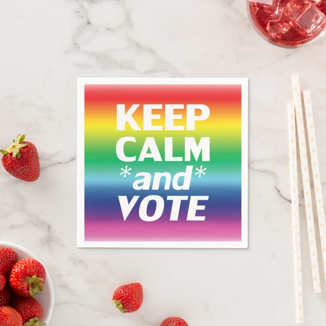 keep calm and vote rainbow gradient lgbt pride napkin (Insitu)
