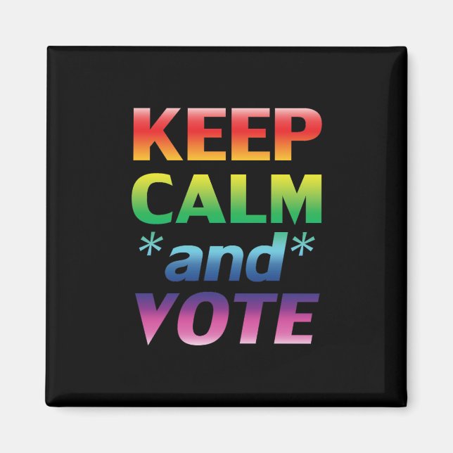 keep calm and vote rainbow typography pride black magnet (Front)