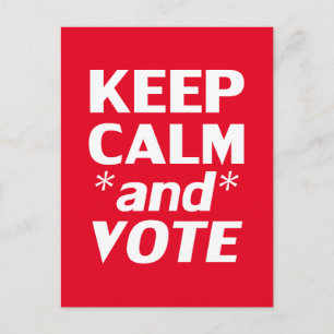 "Keep Calm and Vote" white, red Postcard